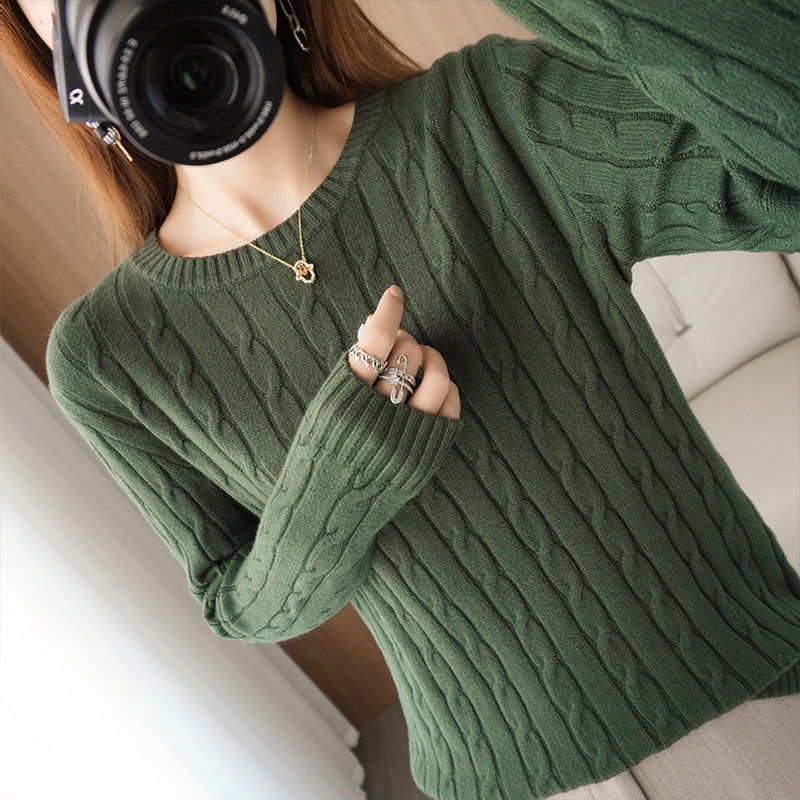 Pull torsadé à manches longues pour femme