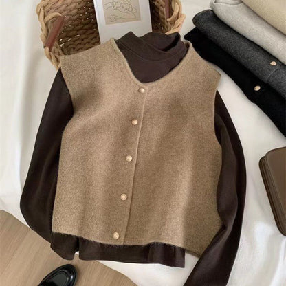 Gilet sans manches chic à boutons contrastés