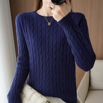Pull torsadé à manches longues pour femme
