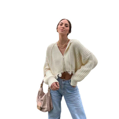 Pull Oversize Épaules Dénudées Maille Fluffy