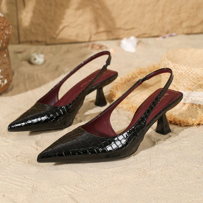 Escarpins slingback effet croco – Talon graphique élégant