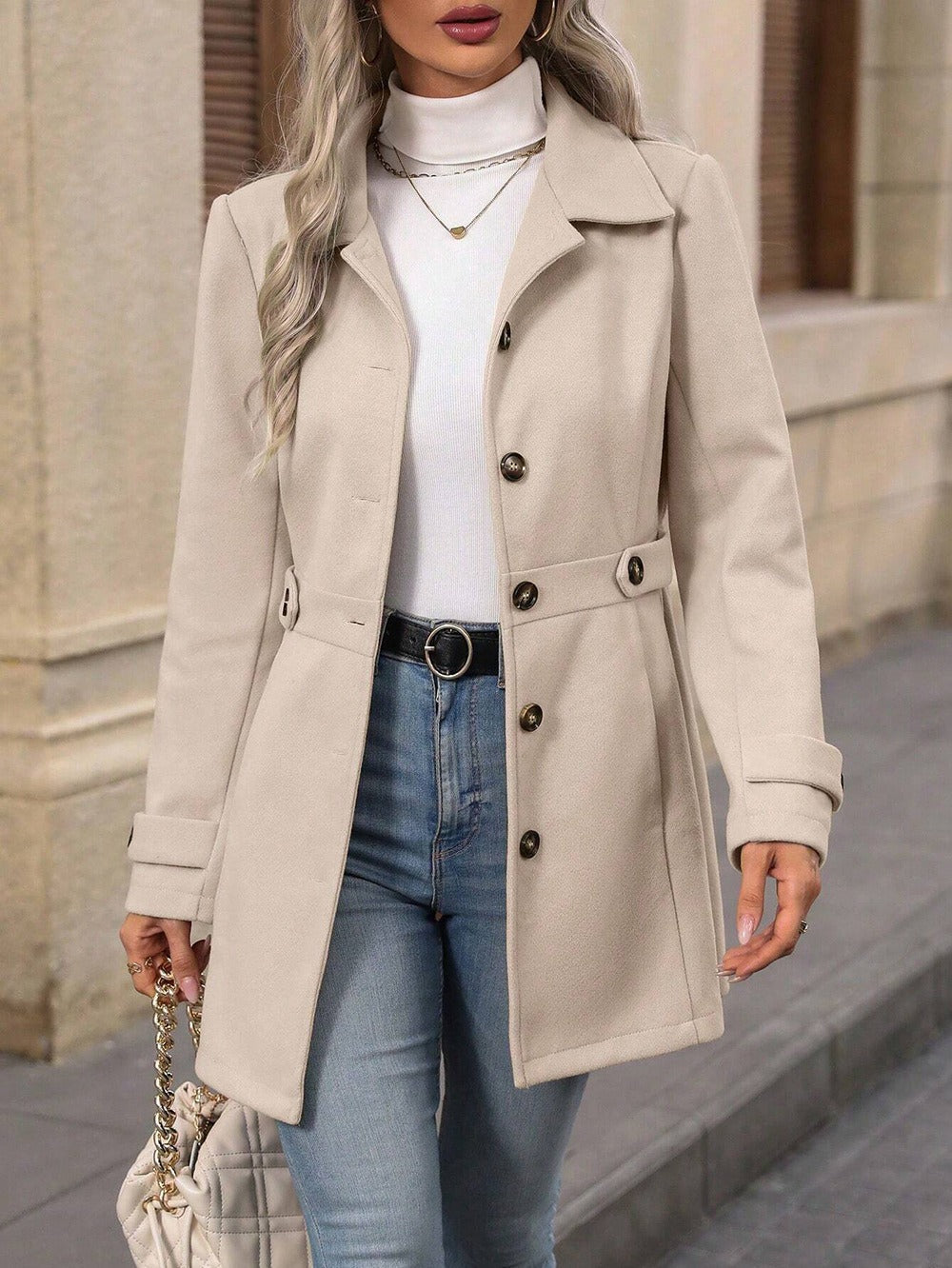 Trench Court Moderne Féminin