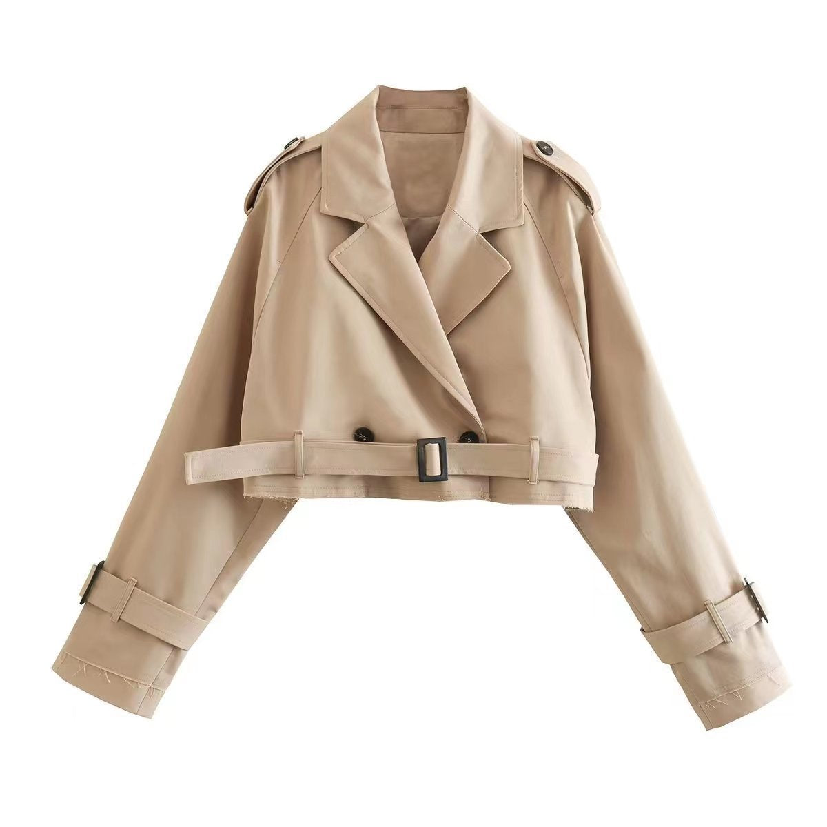 Veste trench courte – Ceinture élégante et coupe moderne