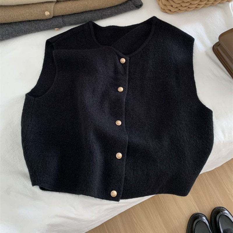 Gilet sans manches chic à boutons contrastés