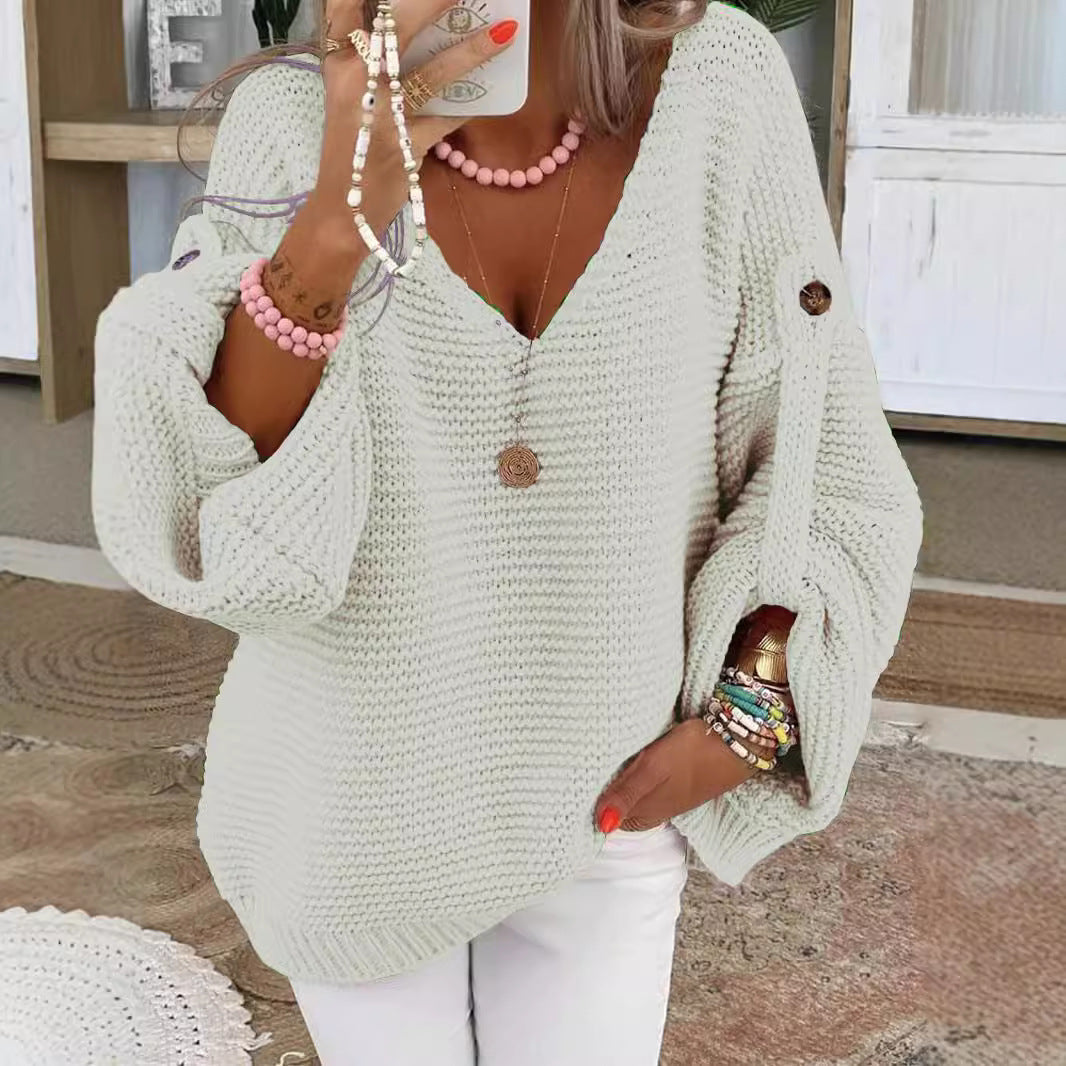Pull oversize col V en maille douce