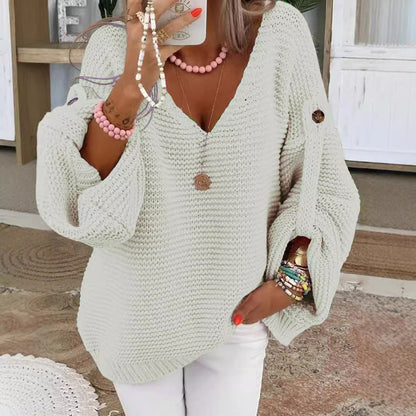 Pull oversize col V en maille douce