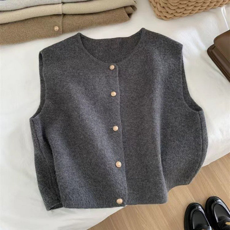 Gilet sans manches chic à boutons contrastés