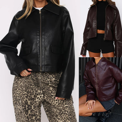 Veste en simili cuir – Coupe droite tendance