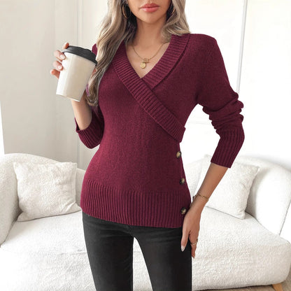 Pull En Maille Décolleté Enveloppant