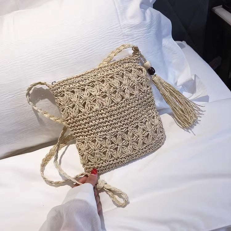 Sac Tressé Ajouré Poignée Courte Bandoulière