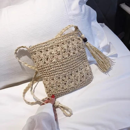 Sac Tressé Ajouré Poignée Courte Bandoulière