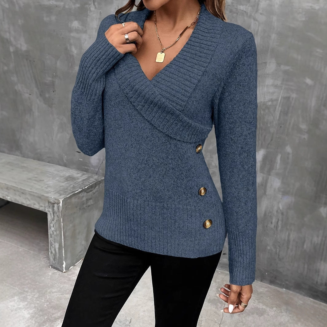 Pull En Maille Décolleté Enveloppant