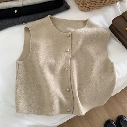 Gilet sans manches chic à boutons contrastés