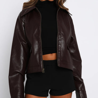 Veste en simili cuir – Coupe droite tendance