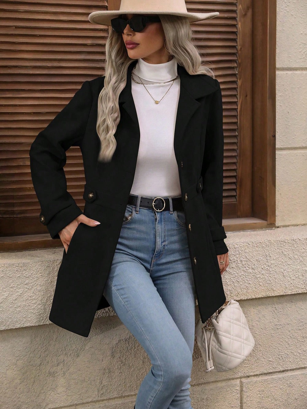 Trench Court Moderne Féminin