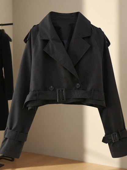 Veste trench courte – Ceinture élégante et coupe moderne